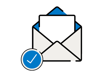 ícono de un e-mail con un ticket encima